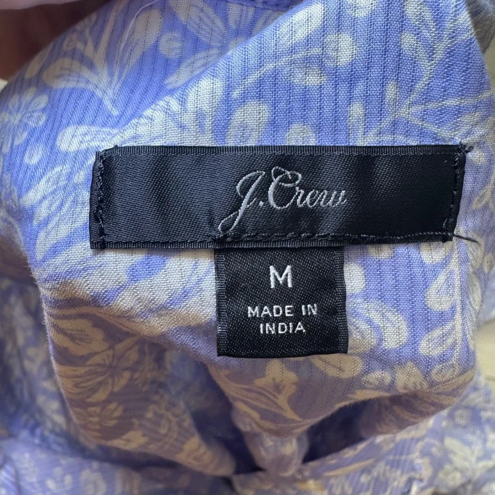 J.Crew Lavender Floral Ruffle Popover Blouse Soft Autumn Cottagecore Fall medium